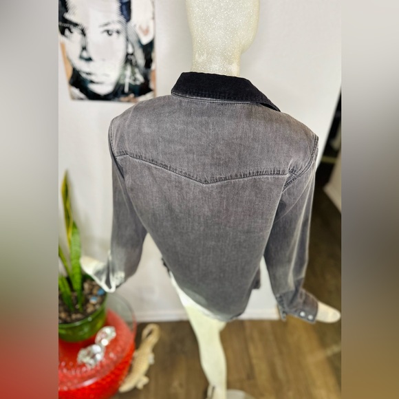 All Saints Men’s Flaxton Washed Denim Long Sleeve Button Down Top. Size Small - Picture 10 of 15